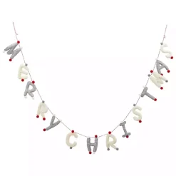 Gray and White Wool Merry Christmas Banner