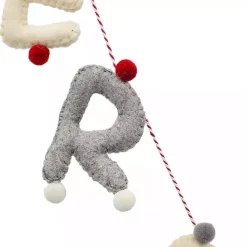 Gray and White Wool Merry Christmas Banner