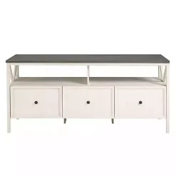 Gray and Whitewashed Wood 3-Drawer Media Cabinet