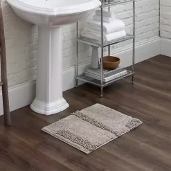 Gray Asymmetrical Cotton Bath Mat, 34 in.