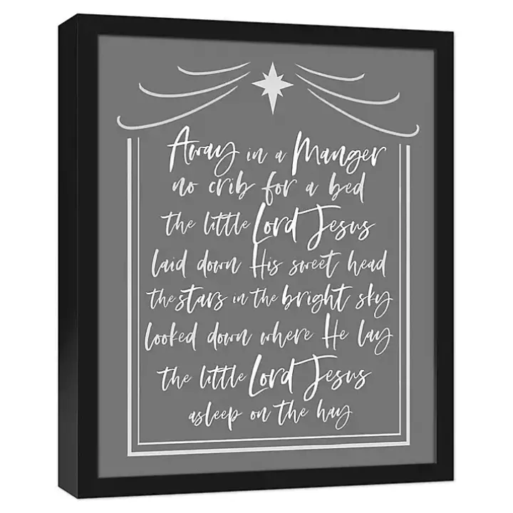 Gray Away in a Manger Framed Canvas Art Print