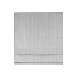 Gray Basketweave Cordless Roman Shade, 27 in.