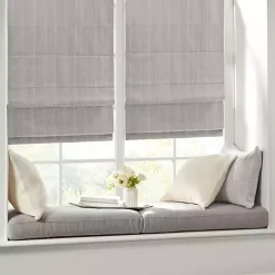 Gray Basketweave Cordless Roman Shade, 33 in.