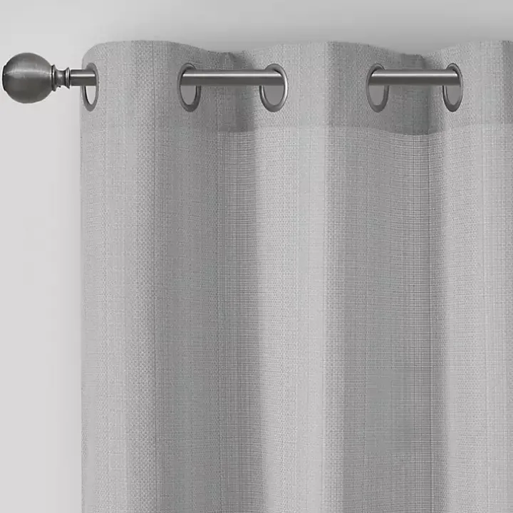 Gray Basketweave Curtain Panel Set, 84 in