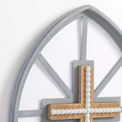 Gray Beaded Cathedral Cross Wall Plaque