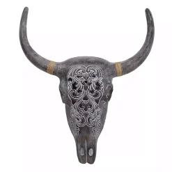 Gray Bohemian Bull Wall Plaque