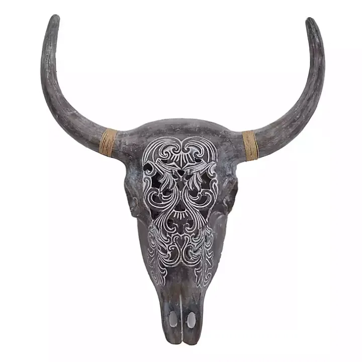 Gray Bohemian Bull Wall Plaque