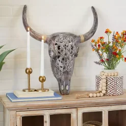 Gray Bohemian Bull Wall Plaque