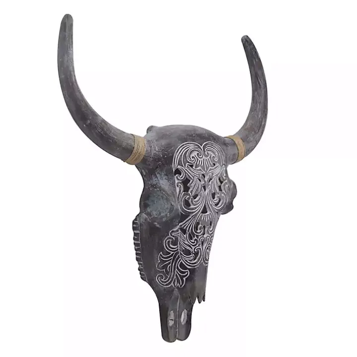 Gray Bohemian Bull Wall Plaque