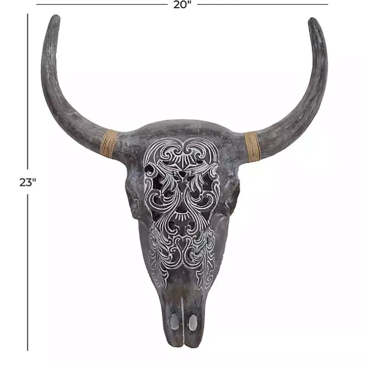 Gray Bohemian Bull Wall Plaque