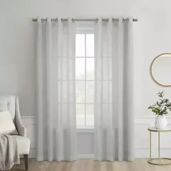 Gray Boucle Sheer Single Curtain Panel, 95 in.