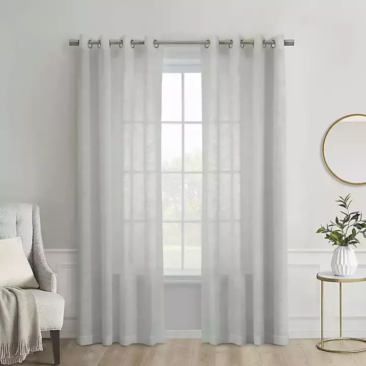 Gray Boucle Sheer Single Curtain Panel, 108 in.