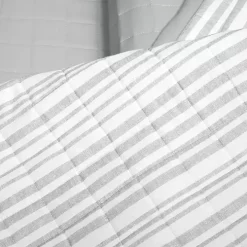 Gray Box Stitch Cotton Full/Queen 3-pc. Quilt Set