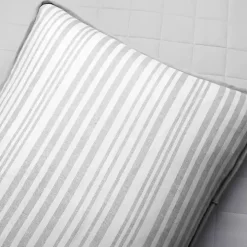 Gray Box Stitch Cotton Full/Queen 3-pc. Quilt Set