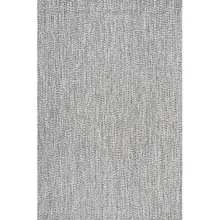 Gray Braided Area Rug with Tassels, 10x14