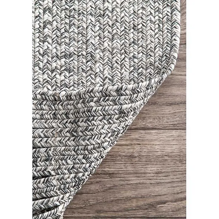 Gray Braided Area Rug with Tassels, 10x14