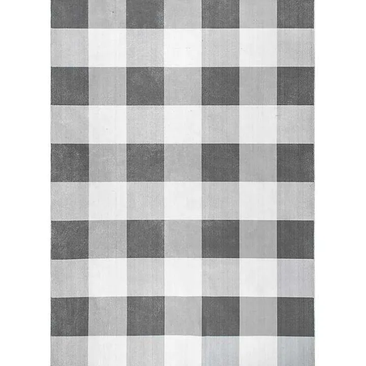 Gray Buffalo Plaid Washable Area Rug, 4x6