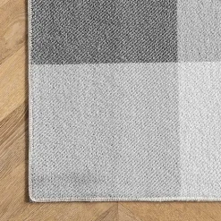 Gray Buffalo Plaid Washable Area Rug, 4x6