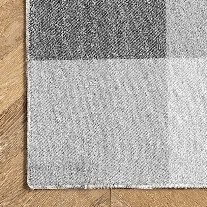 Gray Buffalo Plaid Washable Area Rug, 4x6