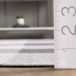 Gray Buffalo Plaid Washable Area Rug, 4x6