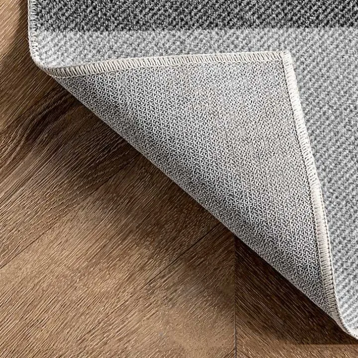 Gray Buffalo Plaid Washable Area Rug, 4x6