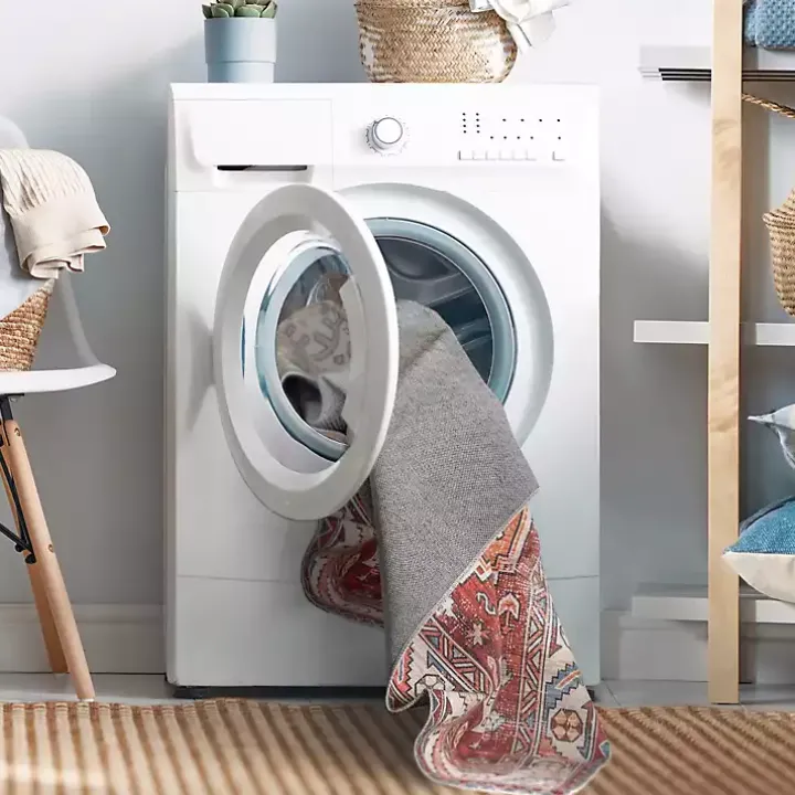 Gray Buffalo Plaid Washable Area Rug, 5x8