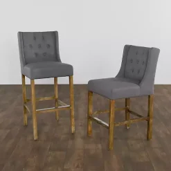 Gray Button Tufted Kia Barstool