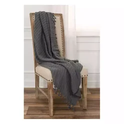 Gray Cable Knit Tassel Throw