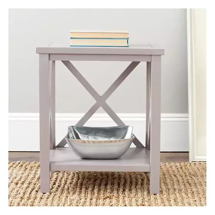 Gray Candice Cross Back Accent Table
