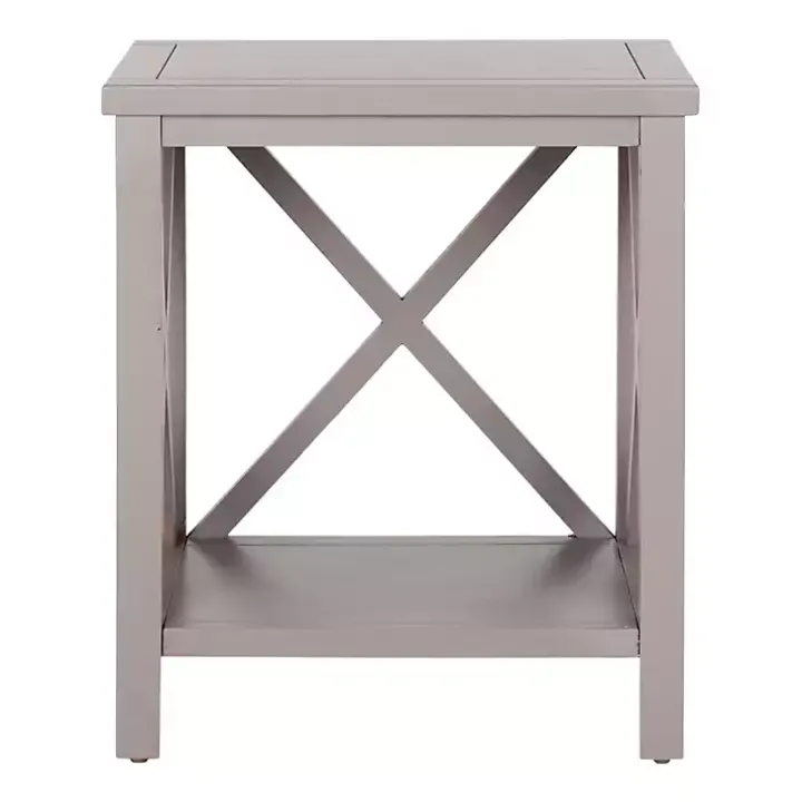 Gray Candice Cross Back Accent Table