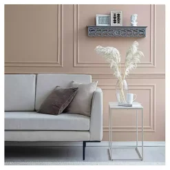 Gray Carved Floral Decorative Wall Shelf