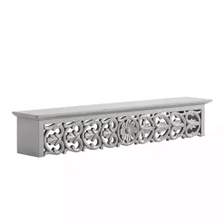 Gray Carved Floral Decorative Wall Shelf