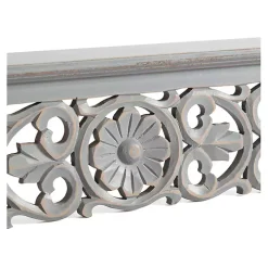 Gray Carved Floral Decorative Wall Shelf