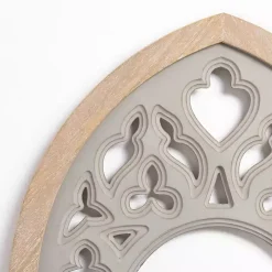 Gray Carved Wood Arch Wall Plaque