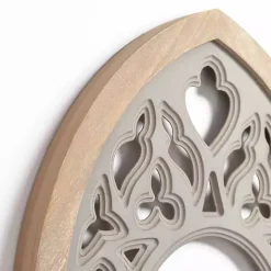 Gray Carved Wood Arch Wall Plaque