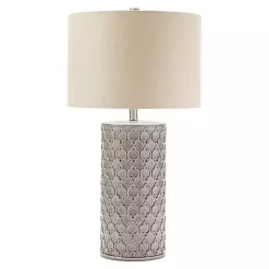 Gray Ceramic Embossed Geometric Table Lamp