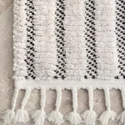 Gray Checkered Tiles Area Rug with Tassels, 5x7