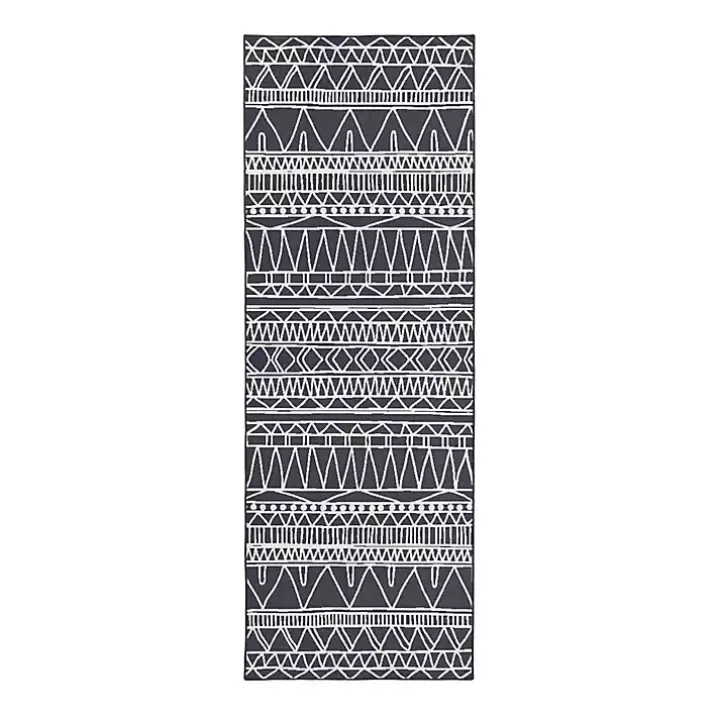 Gray Chelsea Geometric Washable Runner, 2x7