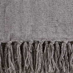 Gray Chenille Fringe Throw