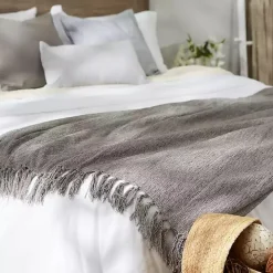 Gray Chenille Fringe Throw
