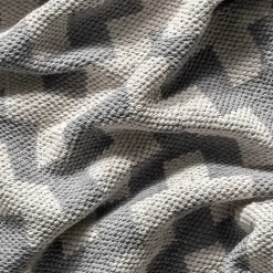 Gray Chevron Cotton Tassel Area Rug, 8x10