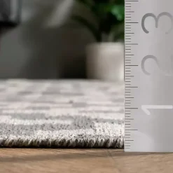 Gray Chevron Cotton Tassel Area Rug, 8x10