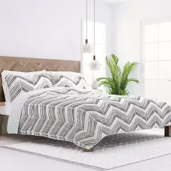Gray Chevron Reversible 3-pc. King Quilt Set