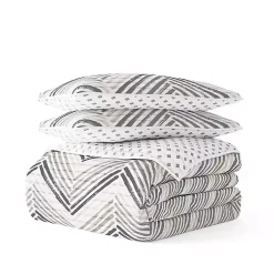 Gray Chevron Reversible 3-pc. King Quilt Set