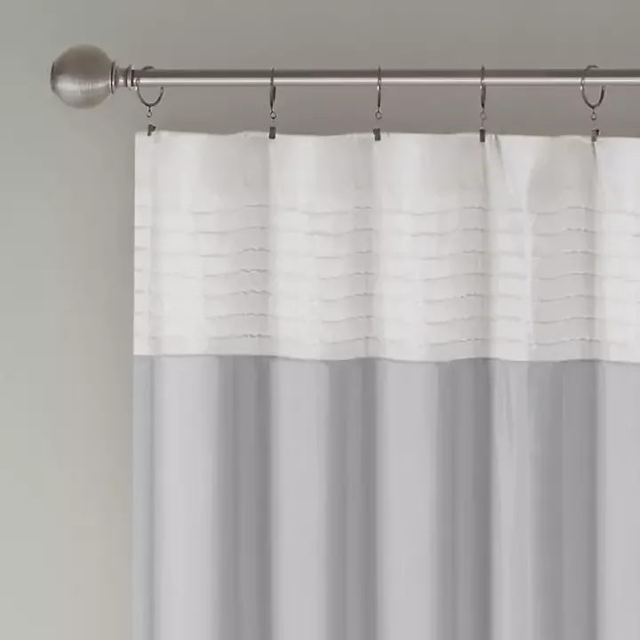 Gray Color Block Striped Curtain Panel, 84 in.