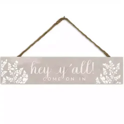 Gray Come On In Botanical Wall Plaque