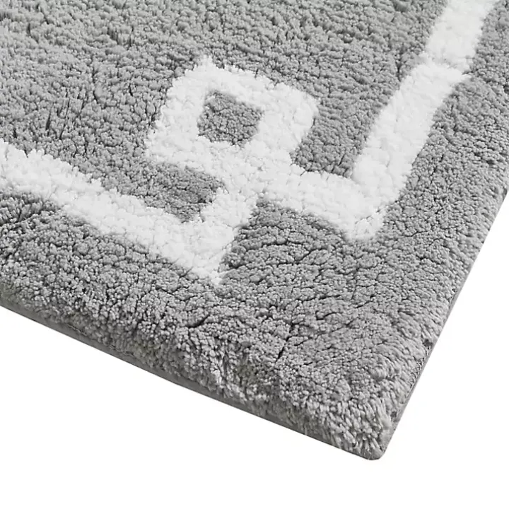 Gray Cotton Tufted Bath Mat with Border, 30 in.