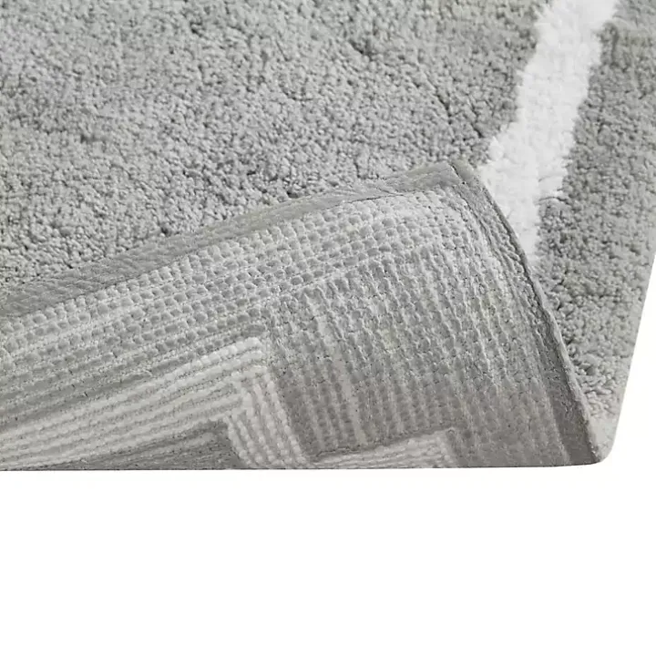Gray Cotton Tufted Bath Mat with Border, 30 in.