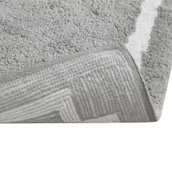 Gray Cotton Tufted Bath Mat with Border, 40 in.