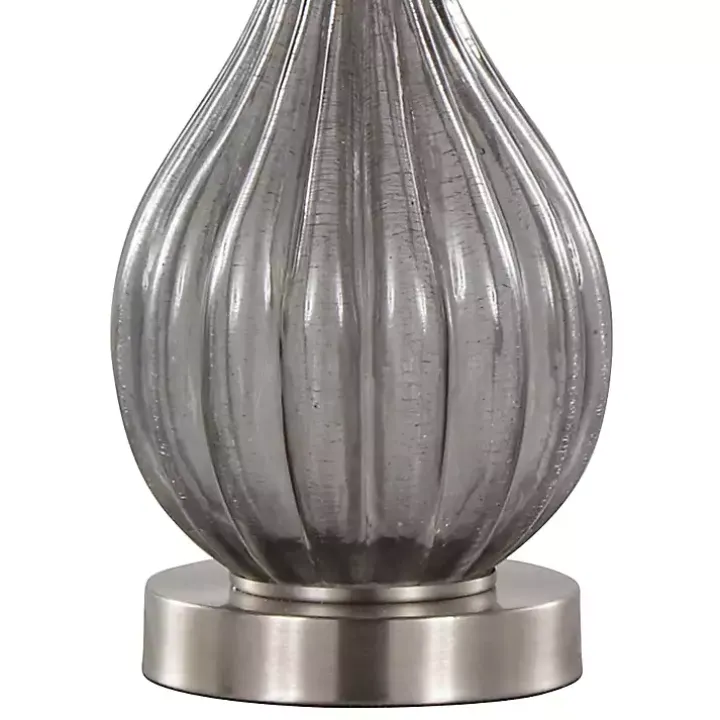 Gray Crackle Glass Teardrop Table Lamps, Set of 2